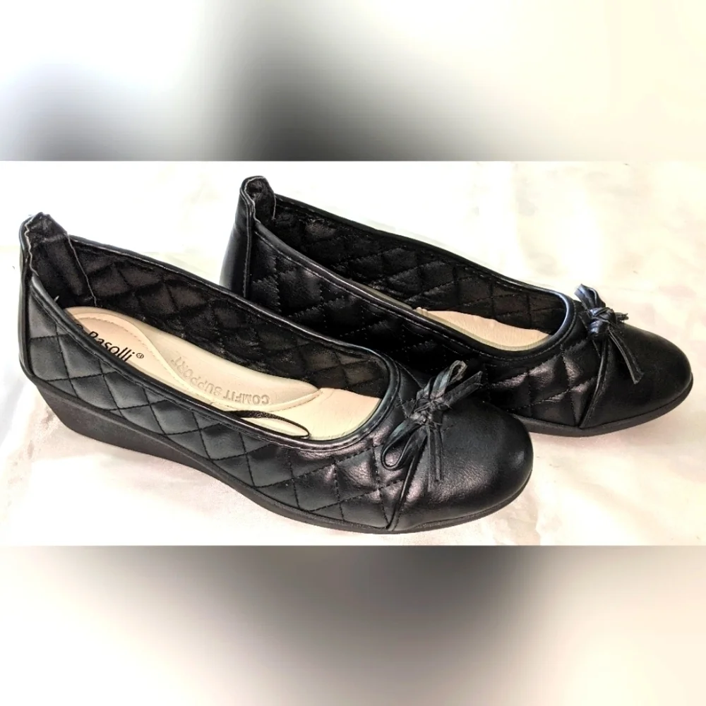 Rasolli Women's Wedge Heels Shoes Black Quilted Size 8.5 Comfit Technology